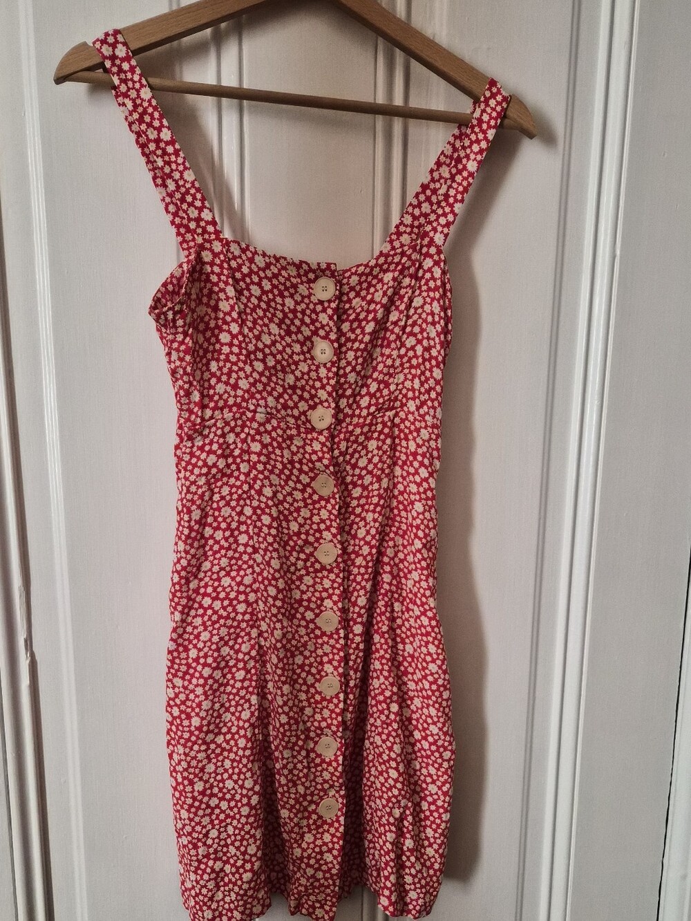 Sezane Red Floral Button-Front Sundress